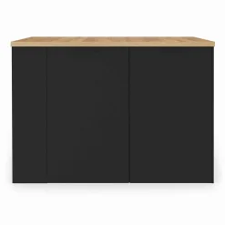 Ilot central bois noir avec plan de travail façon hêtre 120 cm*IDMarket Online