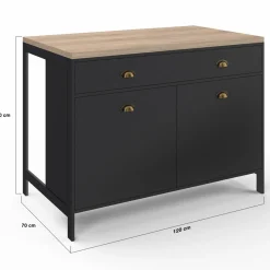 Ilot central cuisine bois et noir 120 cm*IDMarket Discount