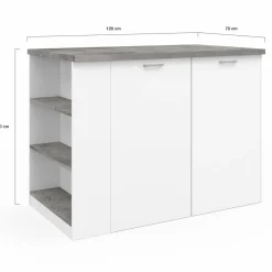 Ilot central de cuisine bois blanc et effet béton*IDMarket New