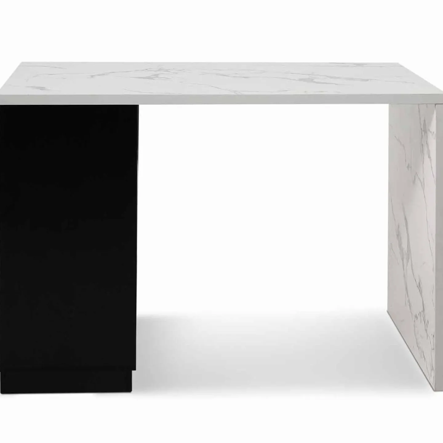 Ilot central effet marbre et noir 130 cm pour 4 personnes*IDMarket Discount