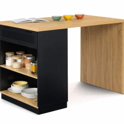 Ilot mange debout noir et bois 130 cm*IDMarket Best