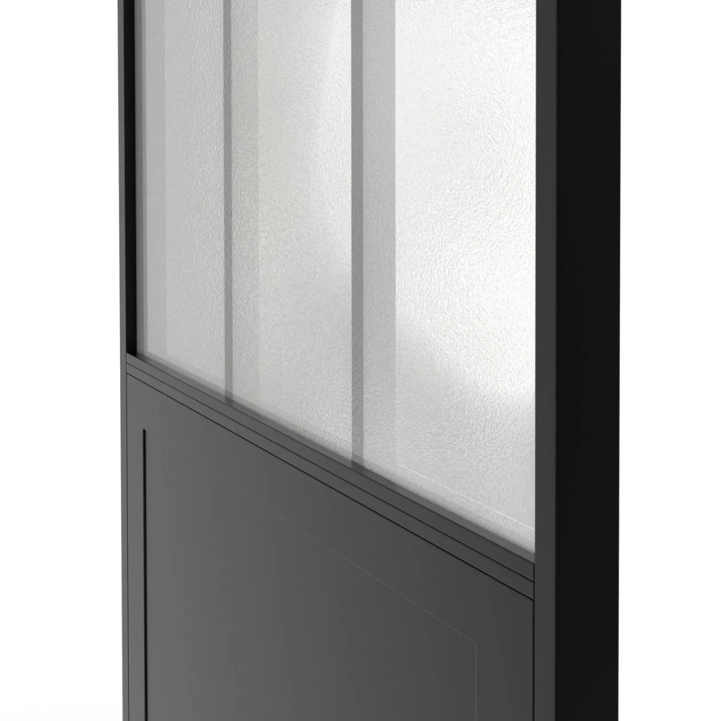 Kit porte coulissante verrière 83 cm en verre trempé givré, métal avec rail et fixations*IDMarket Online