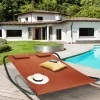 Lit bain de soleil 2 places terracotta en toile*IDMarket
