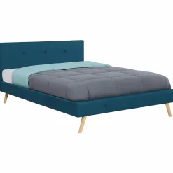 Lit bleu canard scandinave 140x190 cm*IDMarket Discount