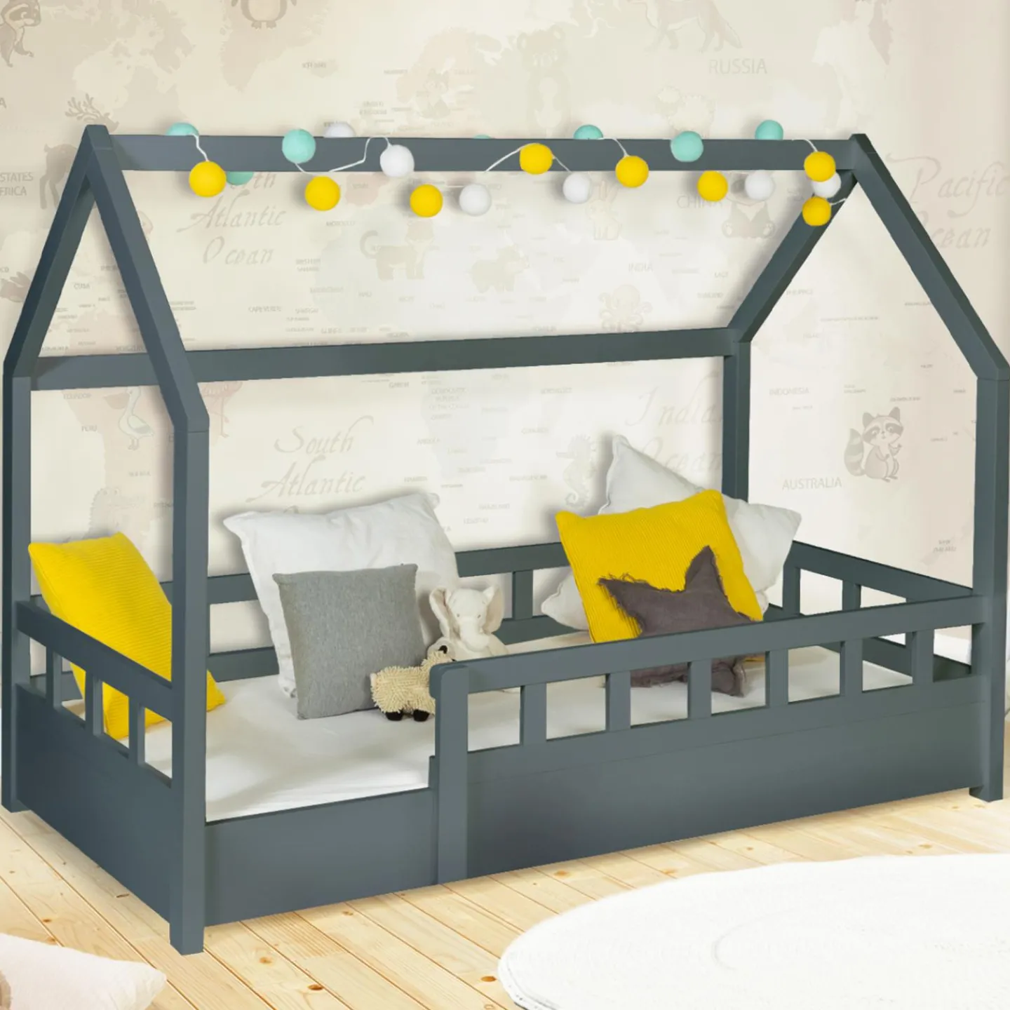 Lit cabane gris*IDMarket Best