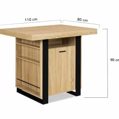 Îlot central industriel bois noir et imitation hêtre 110 cm*IDMarket