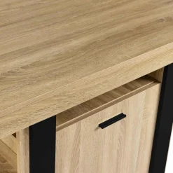 Îlot central industriel bois noir et imitation hêtre 110 cm*IDMarket