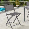 Lot de 4 chaises de jardin pliantes grises en acier et textilène*IDMarket Clearance