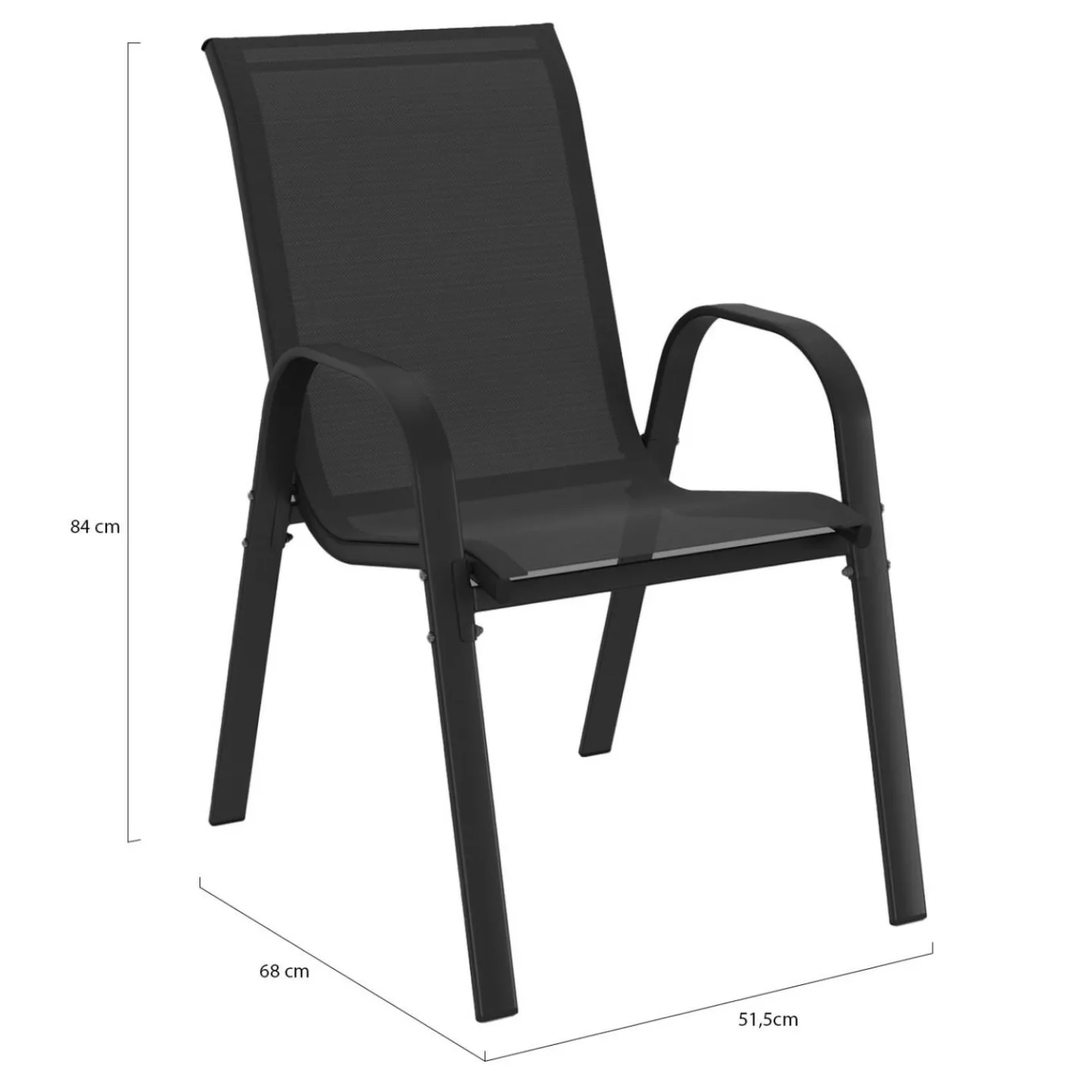 Lot de 4 chaises de jardin empilables en métal noir et textilène*IDMarket Clearance