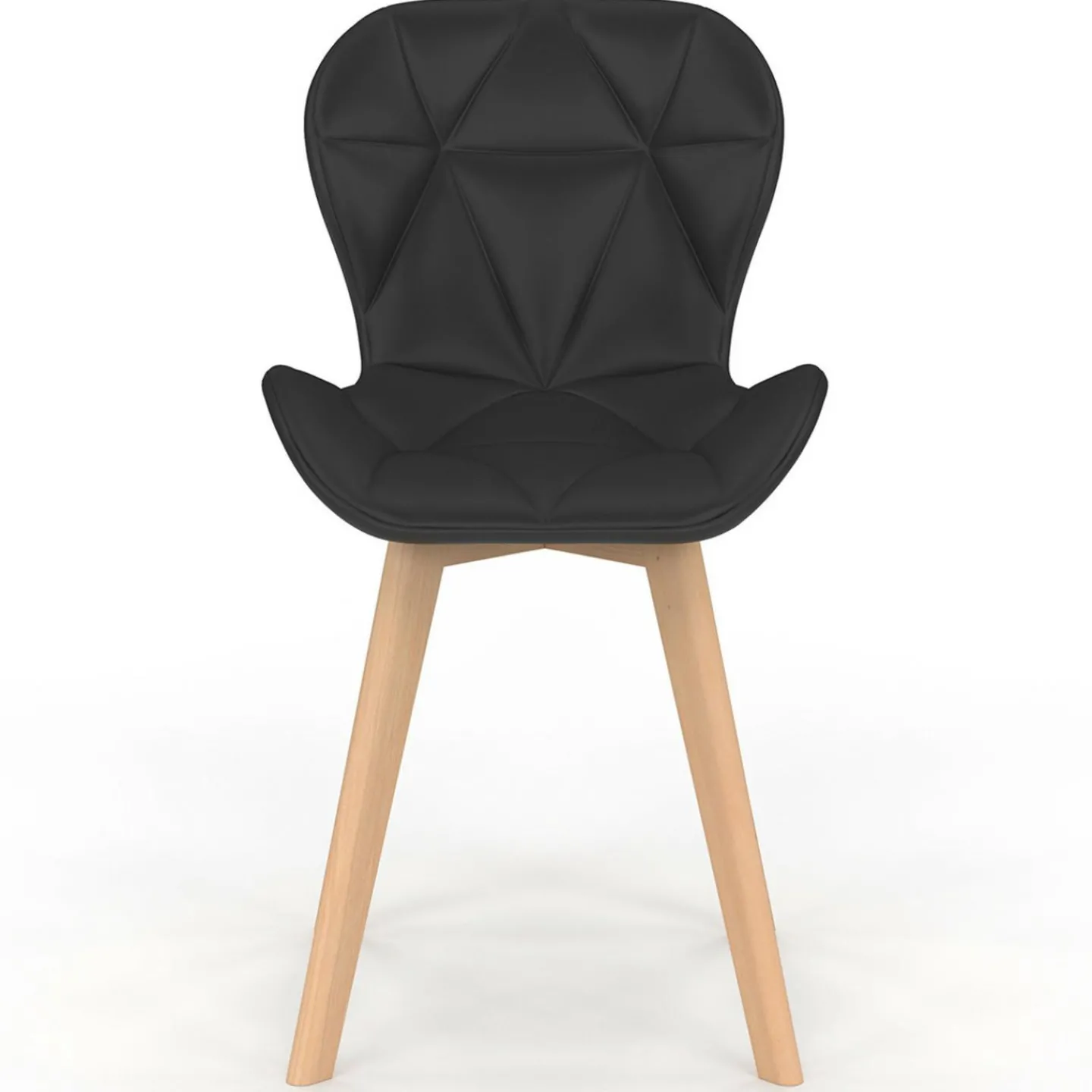 Lot de 6 chaises modernes en PU noir pieds en bois pour salle à manger*IDMarket Online