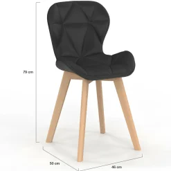 Lot de 6 chaises modernes en PU noir pieds en bois pour salle à manger*IDMarket Online