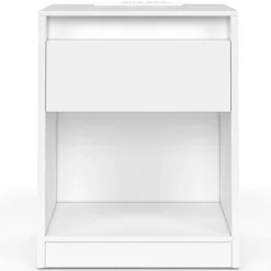 Lot de 2 tables de chevet à LED avec station de recharge 1 tiroir et niche*IDMarket Clearance