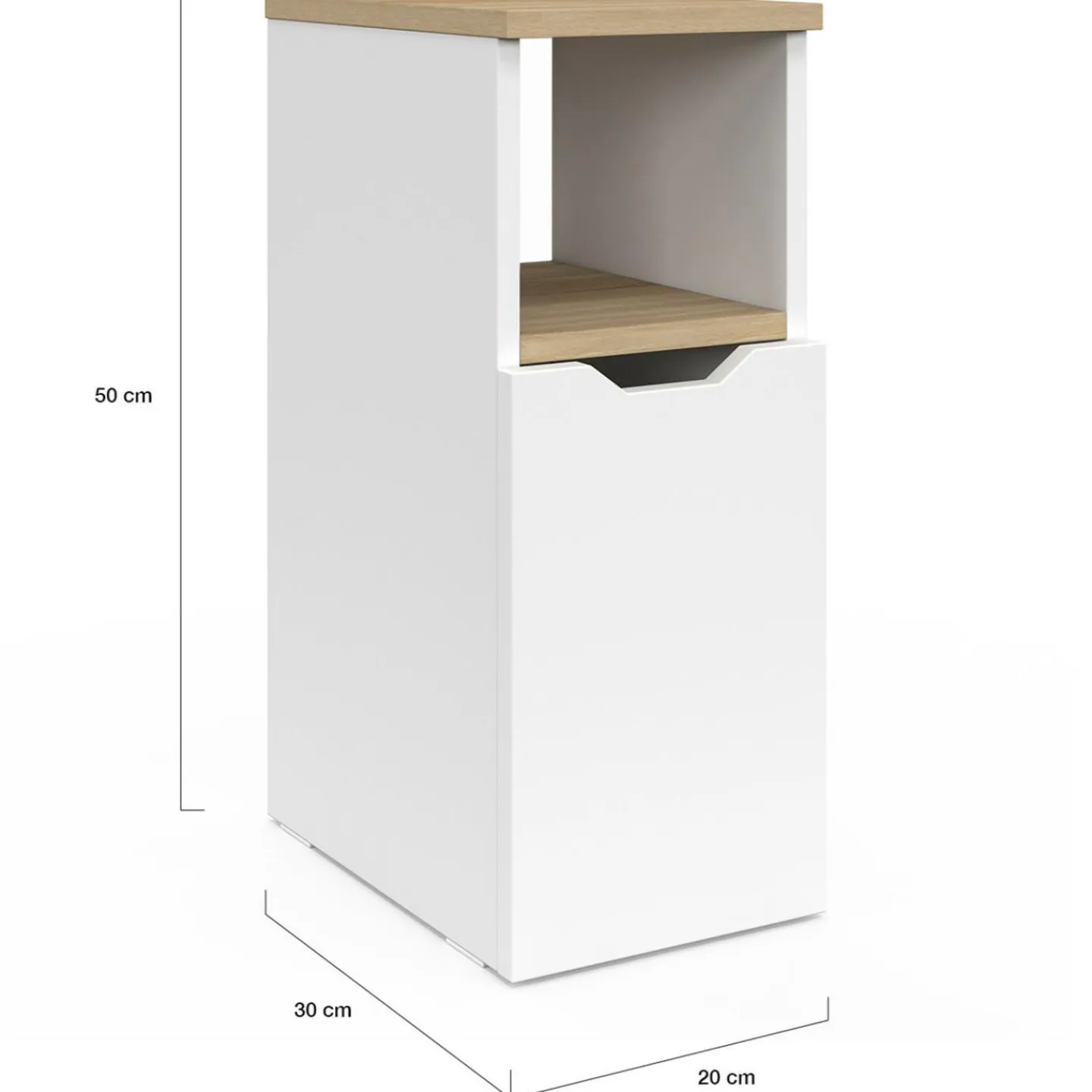 Lot de 2 tables de chevet bois et blanc 1 porte avec niche*IDMarket Hot