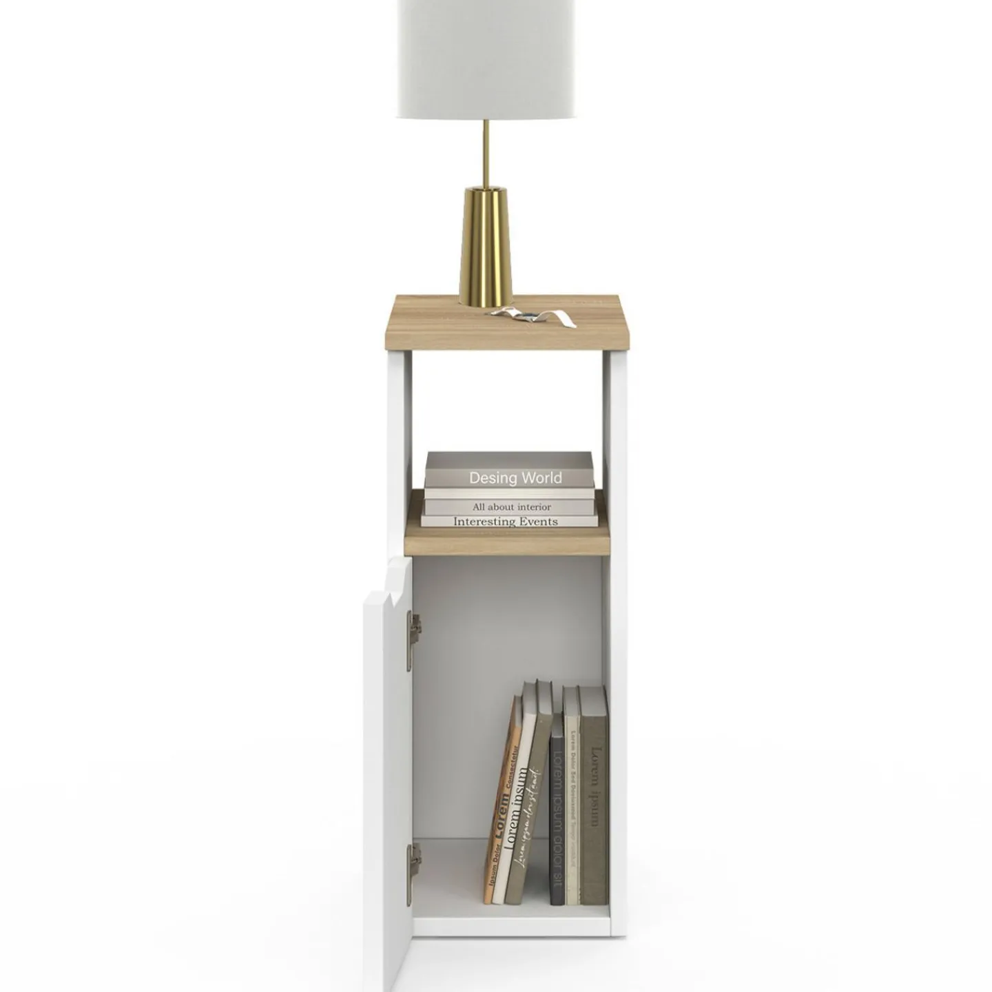 Lot de 2 tables de chevet bois et blanc 1 porte avec niche*IDMarket Hot
