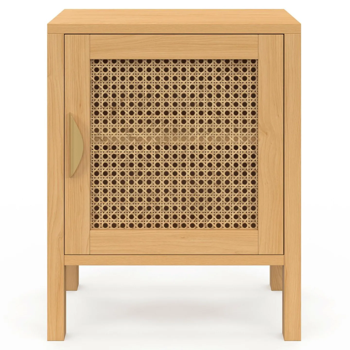 Lot de 2 tables de chevet 1 porte cannage et bois*IDMarket Hot