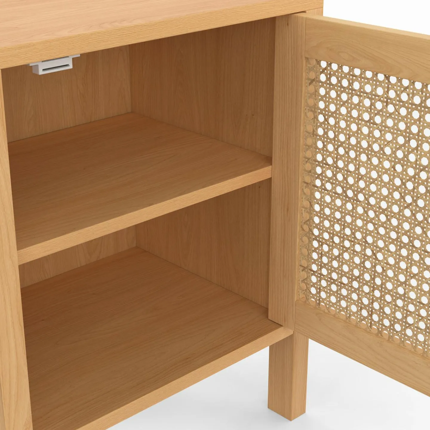 Lot de 2 tables de chevet 1 porte cannage et bois*IDMarket Hot