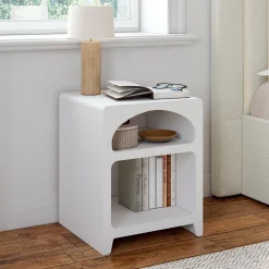 Lot de 2 tables de chevets style organiques bois blanc 2 niches*IDMarket Clearance