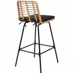 Lot de 2 tabourets de bar effet rotin pied métal noir*IDMarket Hot