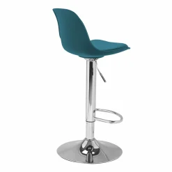 Lot de 4 tabourets de bar bleu canard réglables pied métal*IDMarket Best