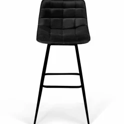 Lot de 4 tabourets de bar en velours noir*IDMarket Outlet