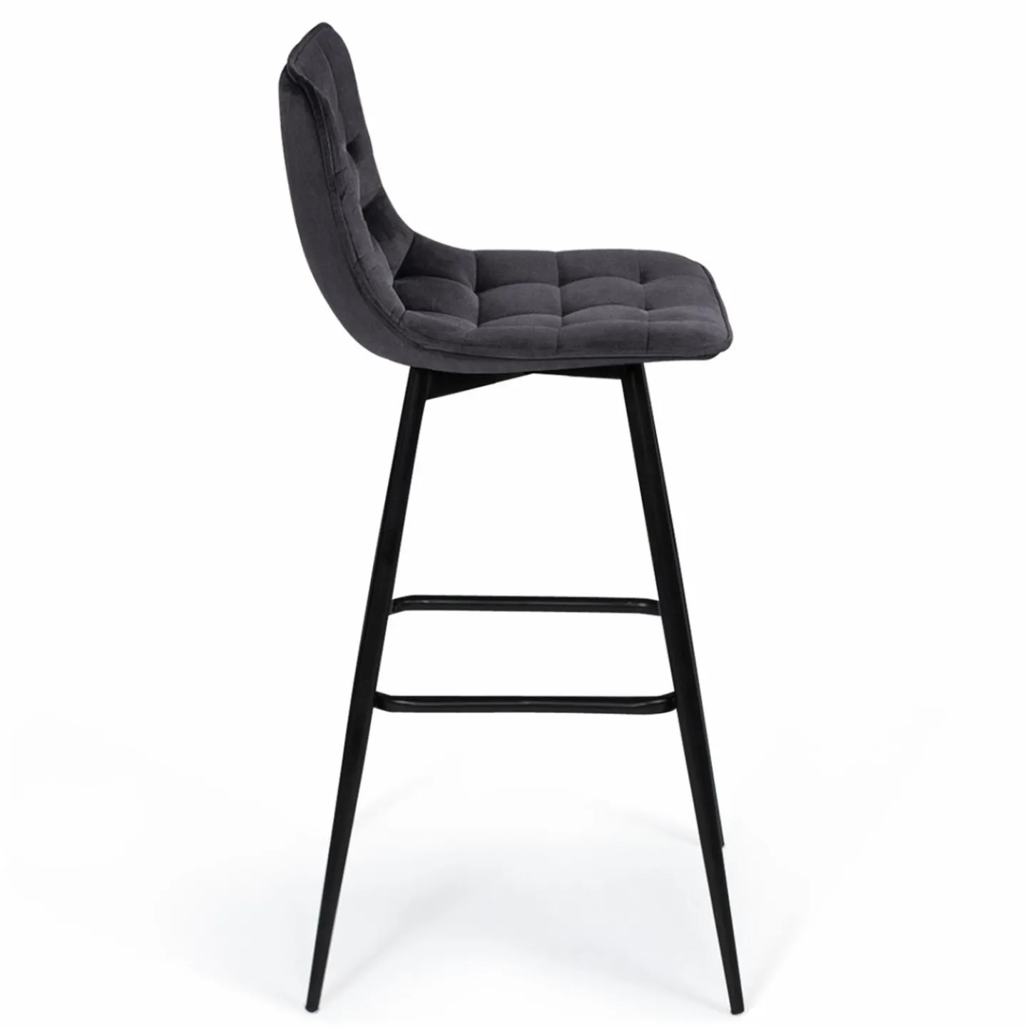 Lot de 4 tabourets en velours gris matelassé*IDMarket Clearance