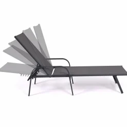 Lot de 2 transats inclinables pour jardin en acier gris et toile grise*IDMarket Sale