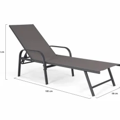 Lot de 2 transats inclinables pour jardin en acier gris et toile grise*IDMarket Sale