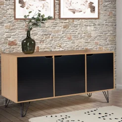 Meuble bas bois avec pieds en métal noir*IDMarket Best