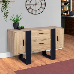 Meuble bas bois et noir*IDMarket Hot