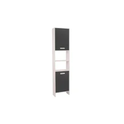 Meuble colonne salle de bain blanc et gris*IDMarket Best