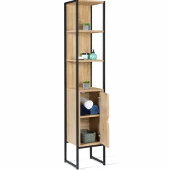 Meuble colonne salle de bain style industriel 1 porte*IDMarket Online