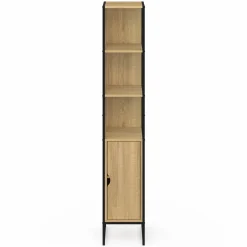 Meuble colonne salle de bain 1 porte avec miroir et étagères*IDMarket Discount
