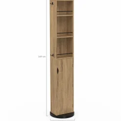 Meuble colonne salle de bain pivotant hêtre et noir*IDMarket Online