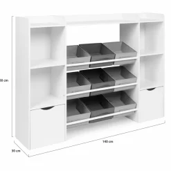 Meuble de rangement avec étagères, bacs en tissu et cubes pour enfants*IDMarket New