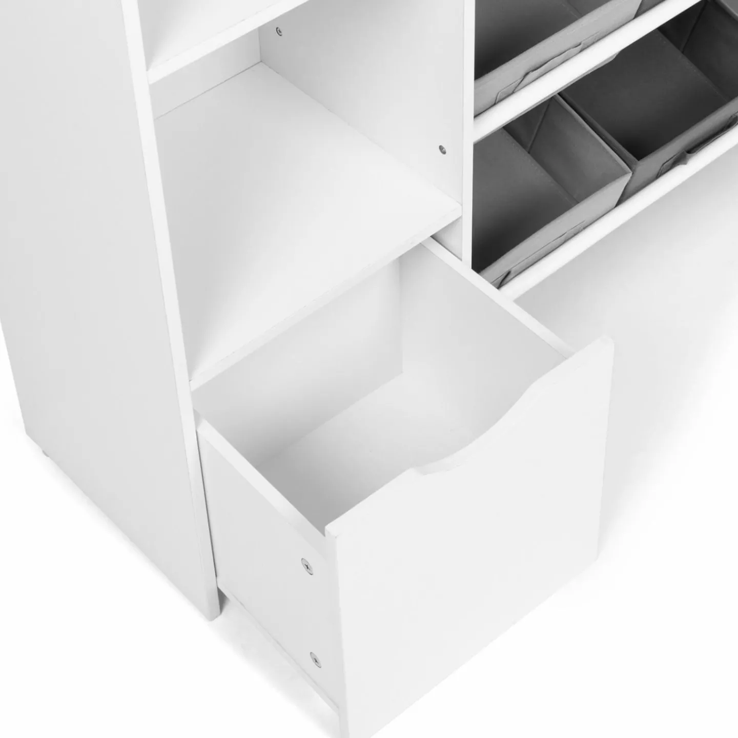 Meuble de rangement avec étagères, bacs en tissu et cubes pour enfants*IDMarket New