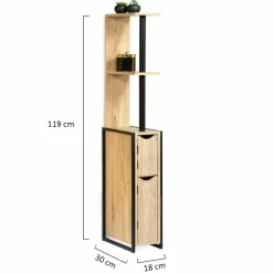 Meuble de toilette industriel bois et métal noir*IDMarket Hot