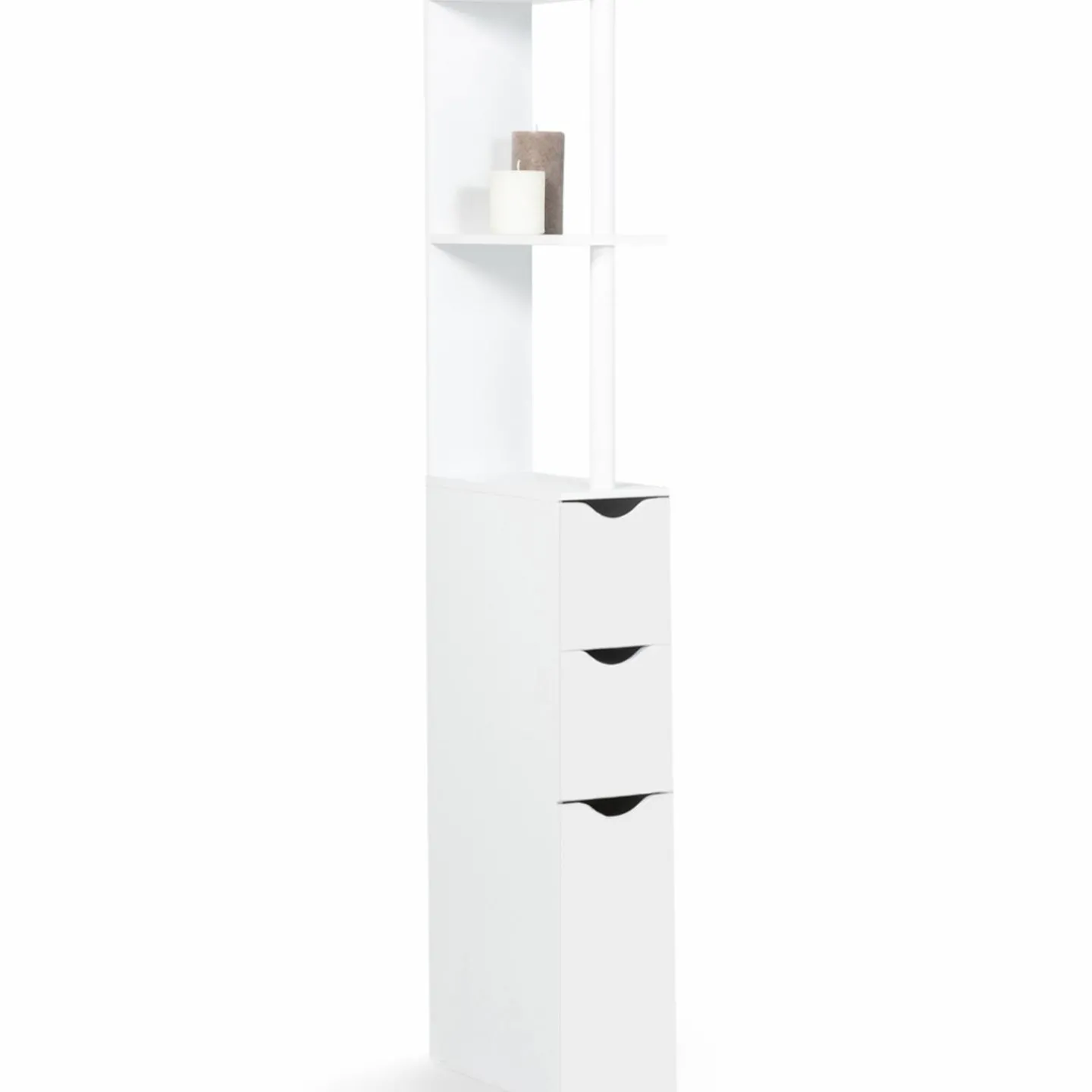 Meuble de toilettes étagère bois 3 portes blanc*IDMarket Online