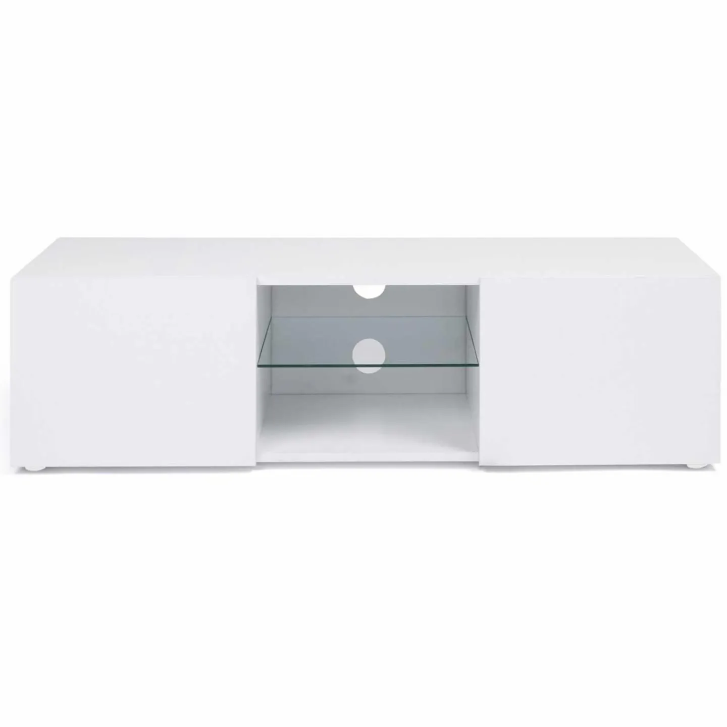 Meuble télé LED blanc avec étagère en verre*IDMarket Hot