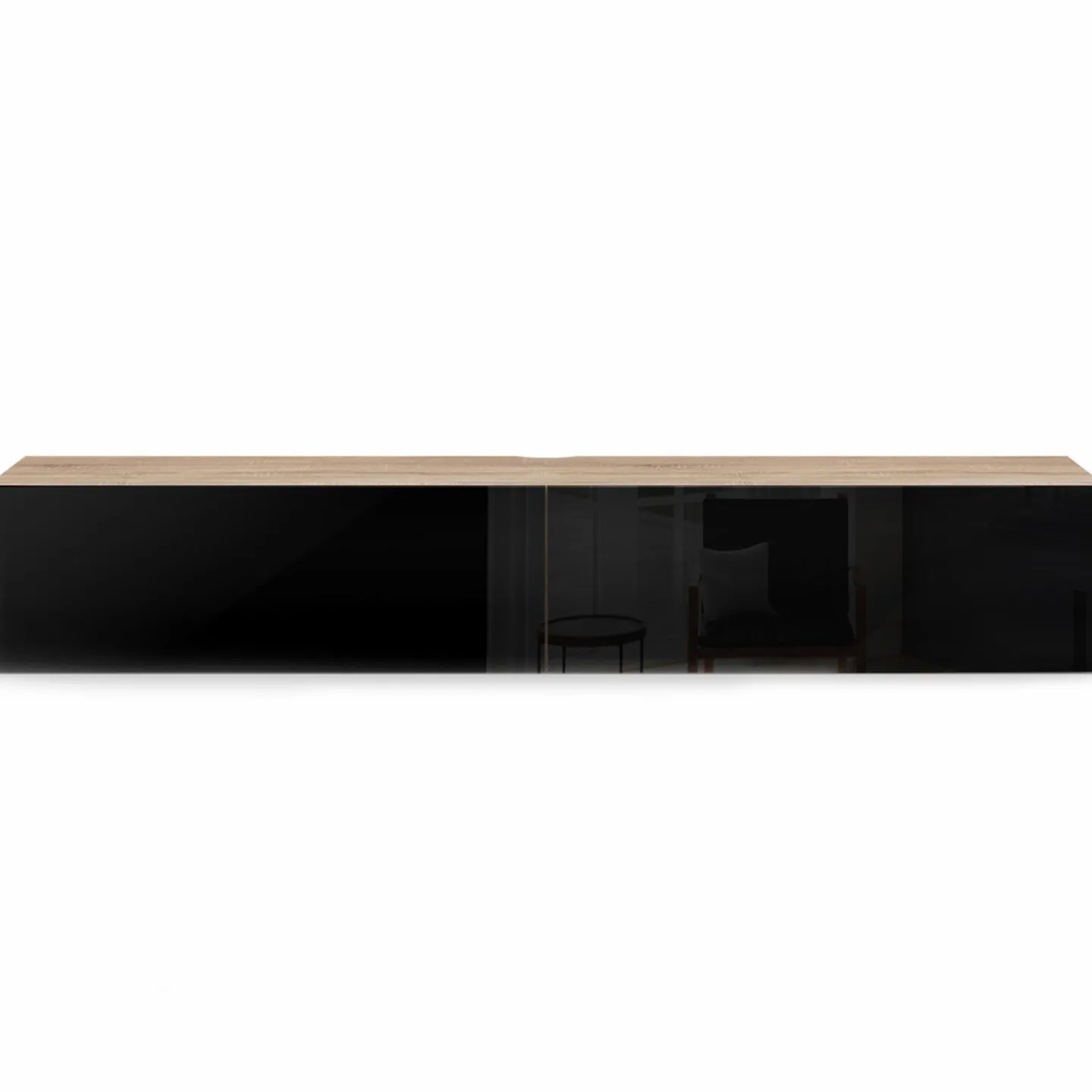 Meuble télé suspendu noir et bois 180 cm*IDMarket New