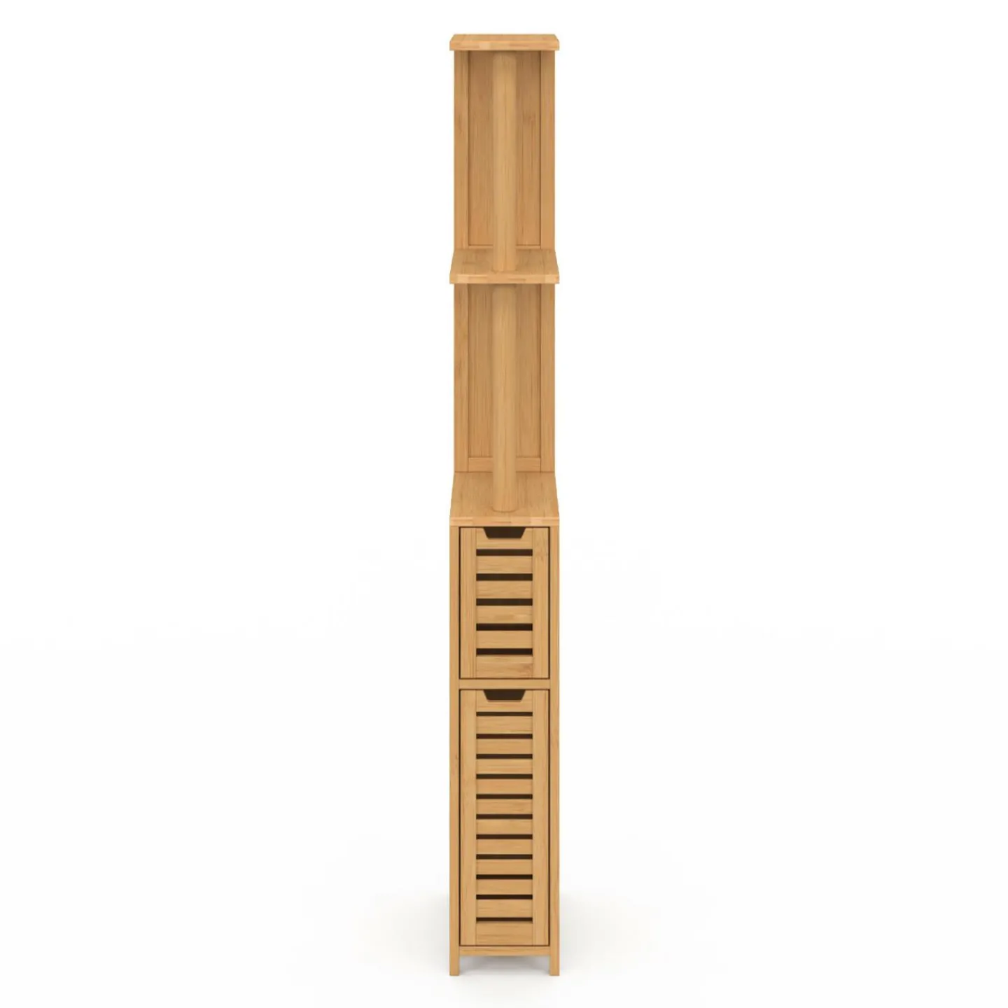 Meuble WC en bambou avec 2 portes et étagères*IDMarket