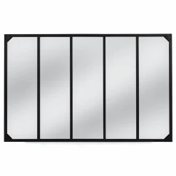 Miroir verrière noir 140 x 84 cm industriel*IDMarket Outlet