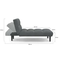 Méridienne clic clac tissu gris anthracite capitonnée 80 x 180 cm*IDMarket Hot