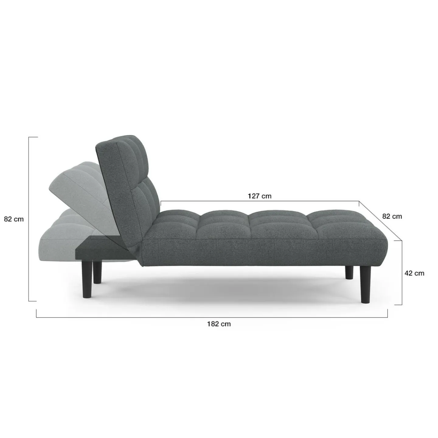Méridienne clic clac tissu gris anthracite capitonnée 80 x 180 cm*IDMarket Hot