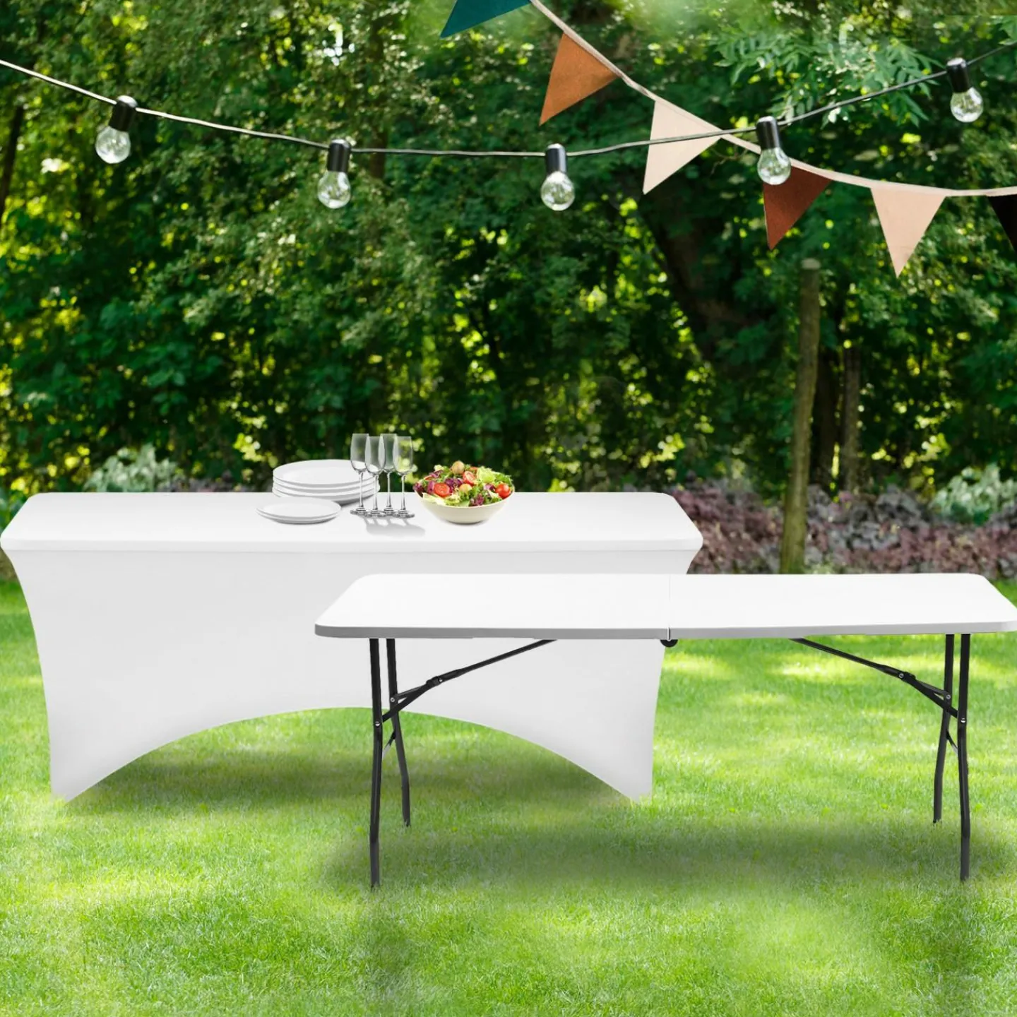Nappe rectangulaire extensible blanche*IDMarket Outlet