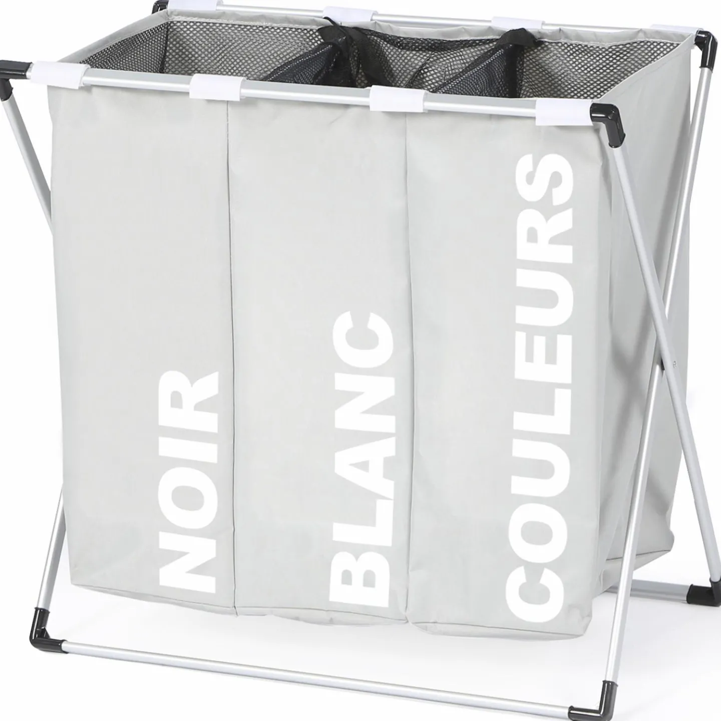 Panier à linge pliable gris 3 compartiments*IDMarket Best