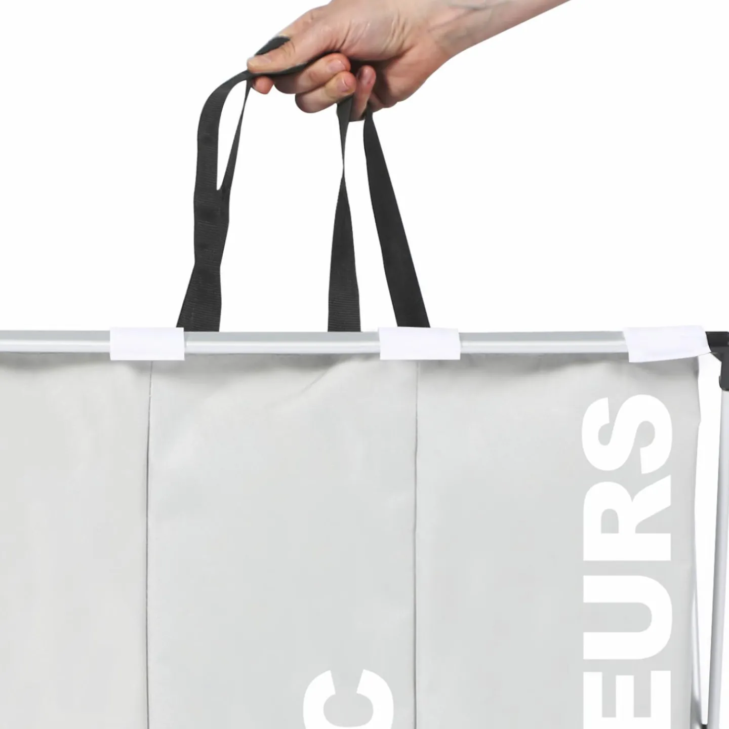 Panier à linge pliable gris 3 compartiments*IDMarket Best