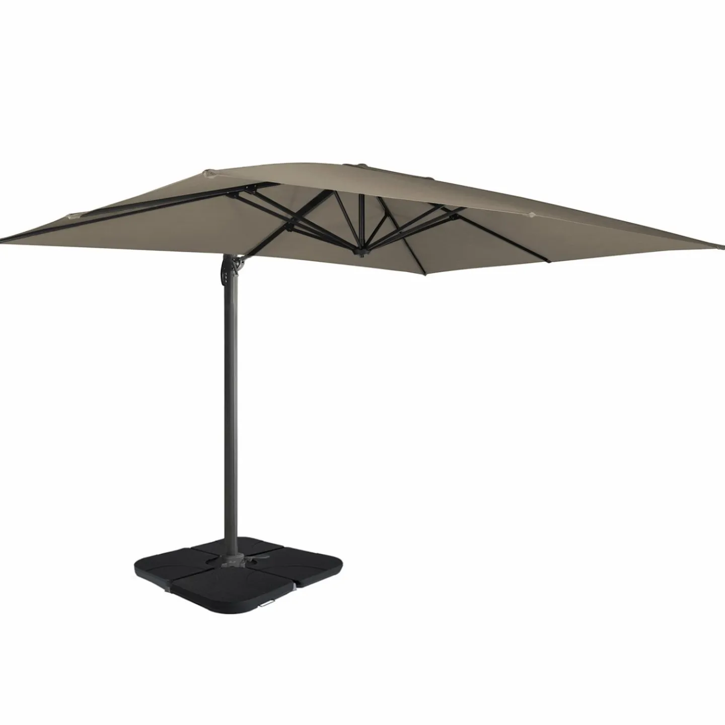 Parasol déporté rotatif 3x4 m taupe "60° avec 4 dalles et housse*IDMarket Hot