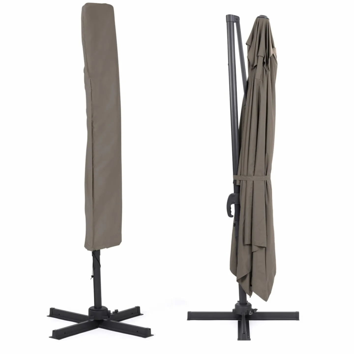 Parasol rectangulaire déporté 3x4m taupe*IDMarket Hot