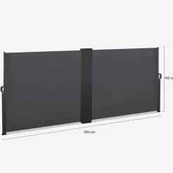 Paravent double rétractable 180 x 800 cm gris anthracite*IDMarket Outlet