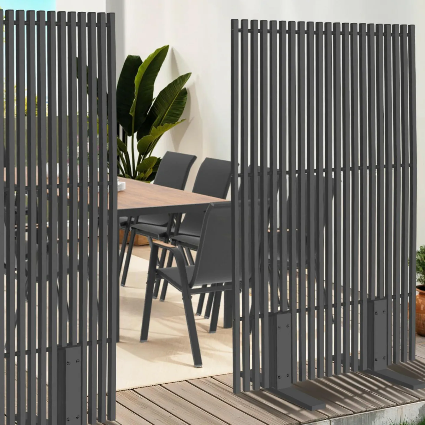Paravent extérieur ajouré 150x80 cm claustra extérieur gris anthracite*IDMarket New